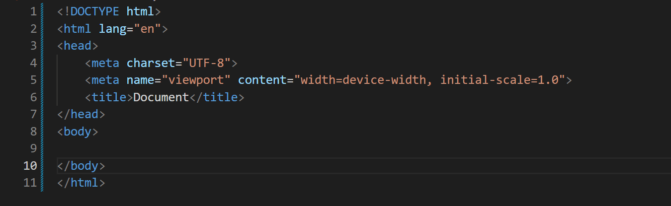 Example of HTML structure with basic tags